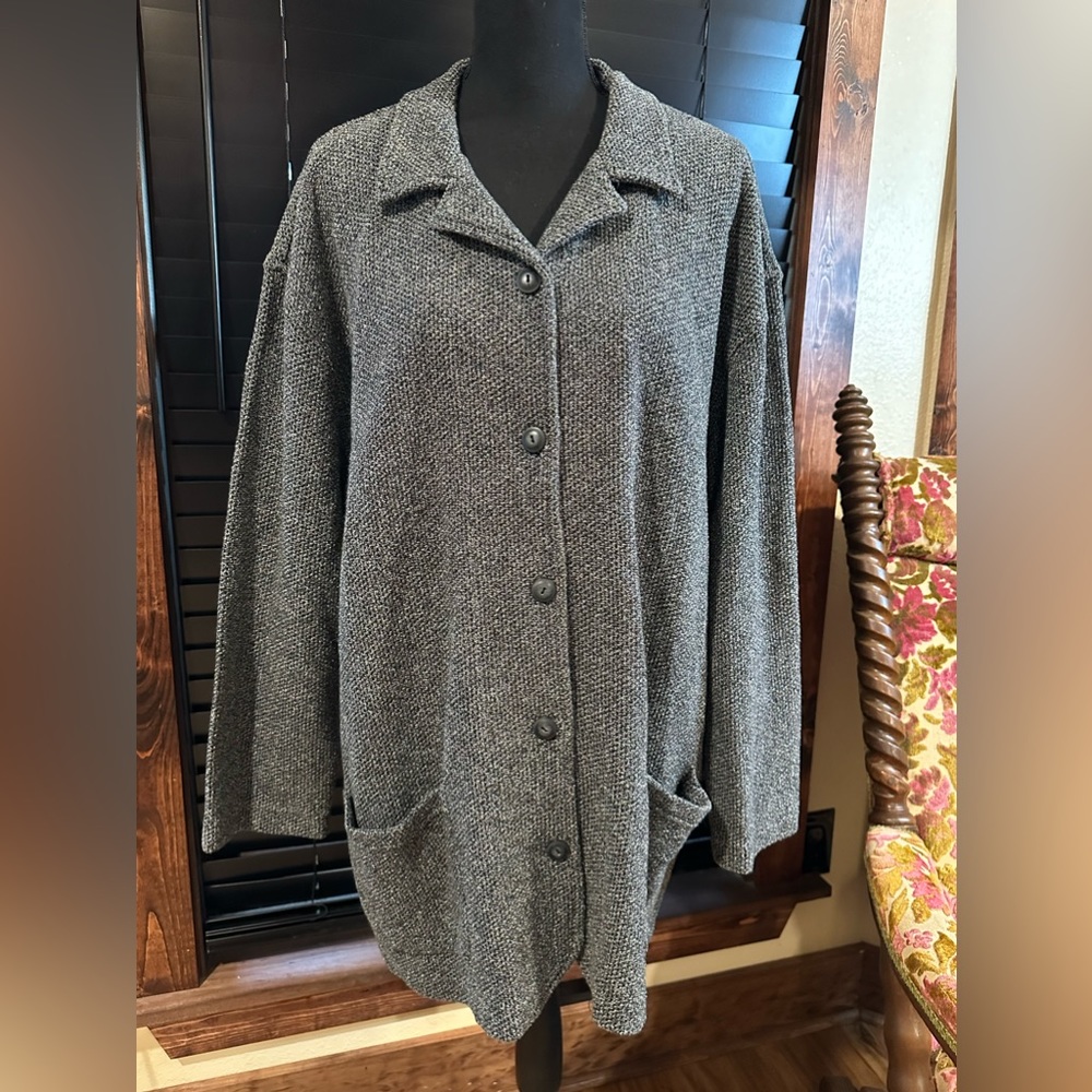 Liz Claiborne Gray Button-Up Blazer/Jacket